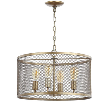 Pen 20" Iron Adjustable Industrial Mesh LED Pendant - JONATHAN Y